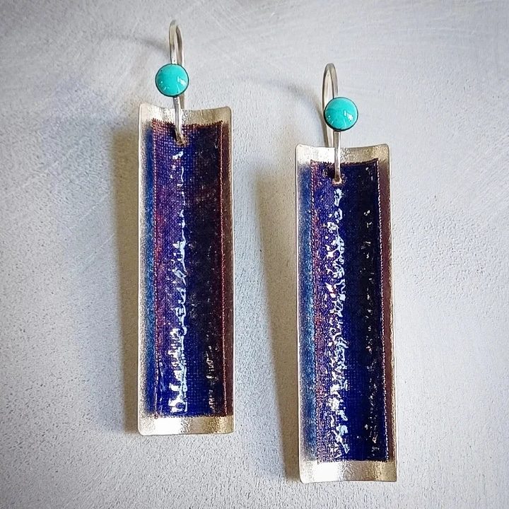 Blue Mesh Tower - earrings