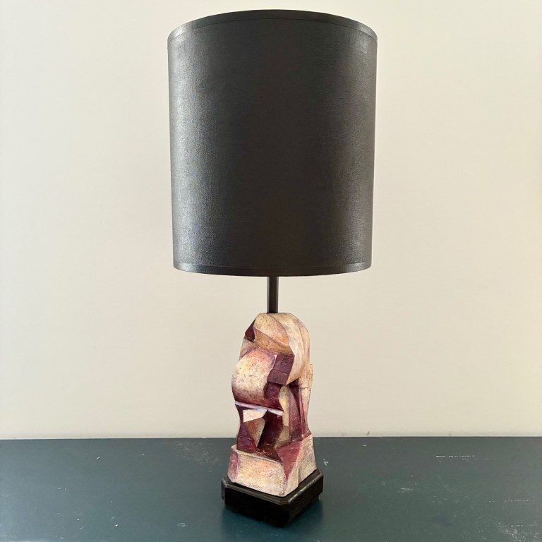 Wood Lamp w/Black Shade