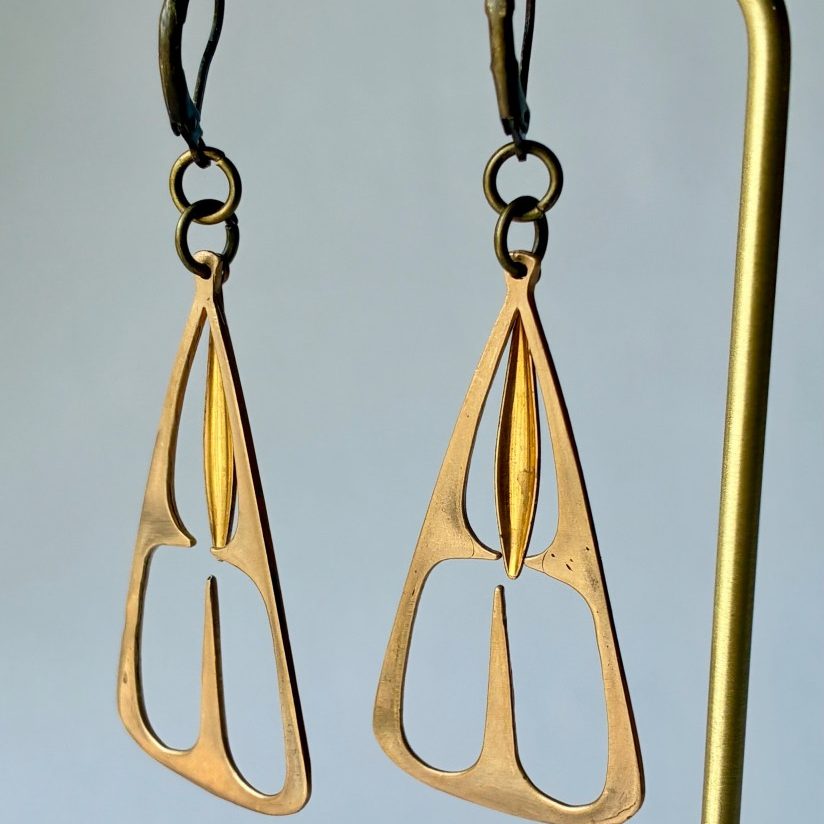 "Mod Triangle Bronze Earrings" - Roslyn Broder
