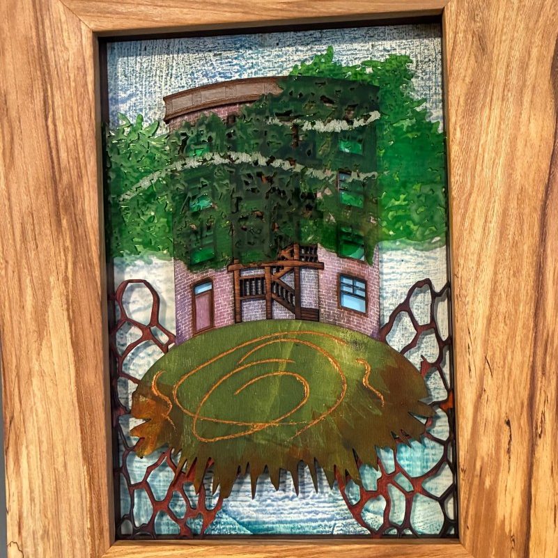 Backyard Island - Framed Mixed Media