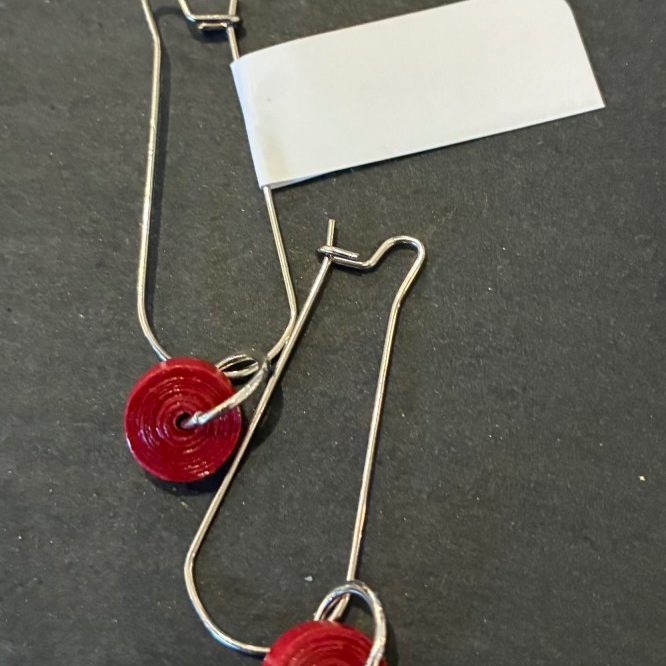 Round Dark Red Earrings - earrings