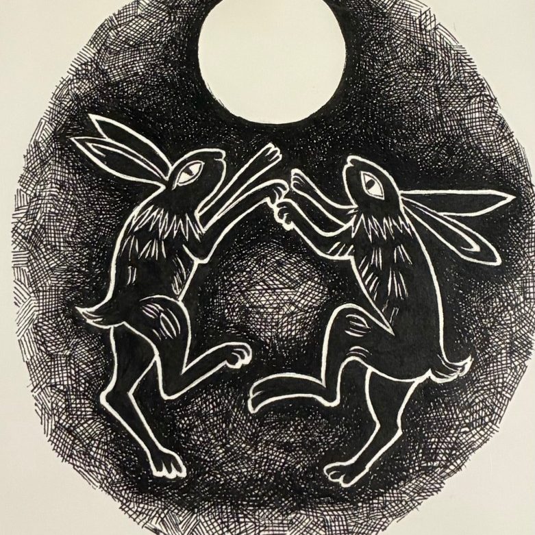 "Bunny Dance" (Matted Print) - Micki Croisant